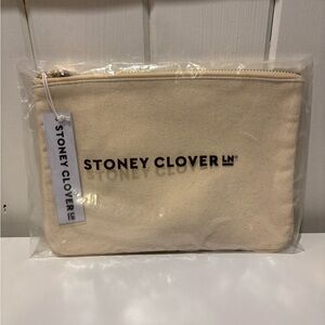 Stoney Clover Lane Flat Pouch Natural Canvas & Vegan Leather - Sand